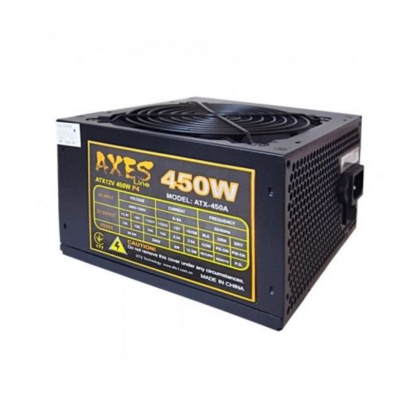 БУ Блок питания 450 Вт AXES (DTS), 24+4+4 pin, питание видеокарты - 2x6pin, 120 мм, ATX, ATX-450A