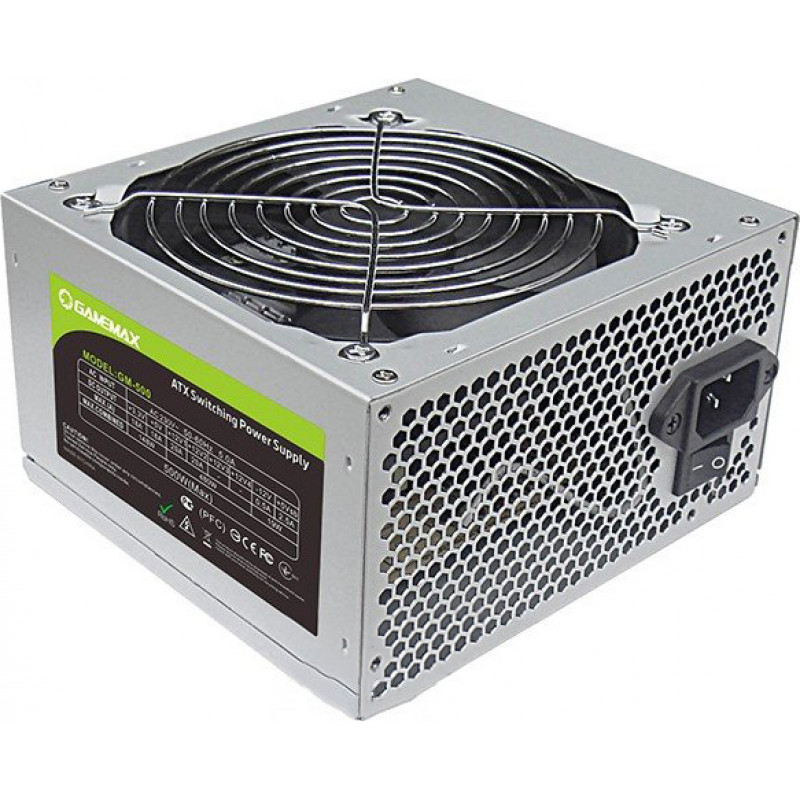 Power supply unit 500 W GameMax, 24+4+4 pin, video card power supply – 1x6pin, 120 mm, ATX, GM-500