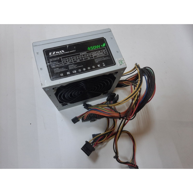 Used Power supply 450 W EZmax, 24+4 pin, video card power supply - No, 120 mm, ATX, EZ-450P12N