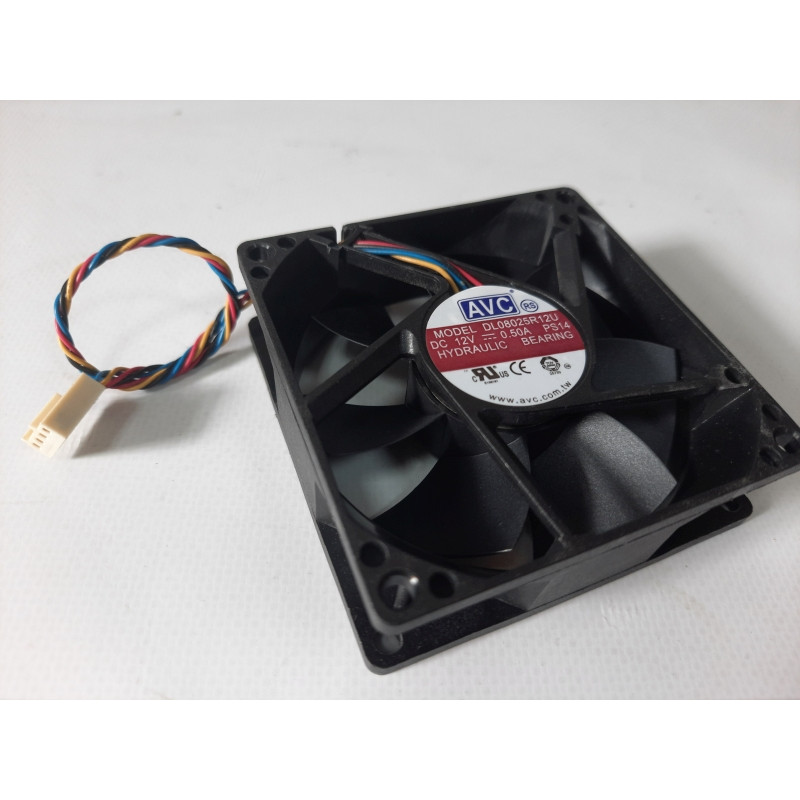 Used Fan AVC DL08025R12U (80x80x25, 4pin, 12v 0.50a)