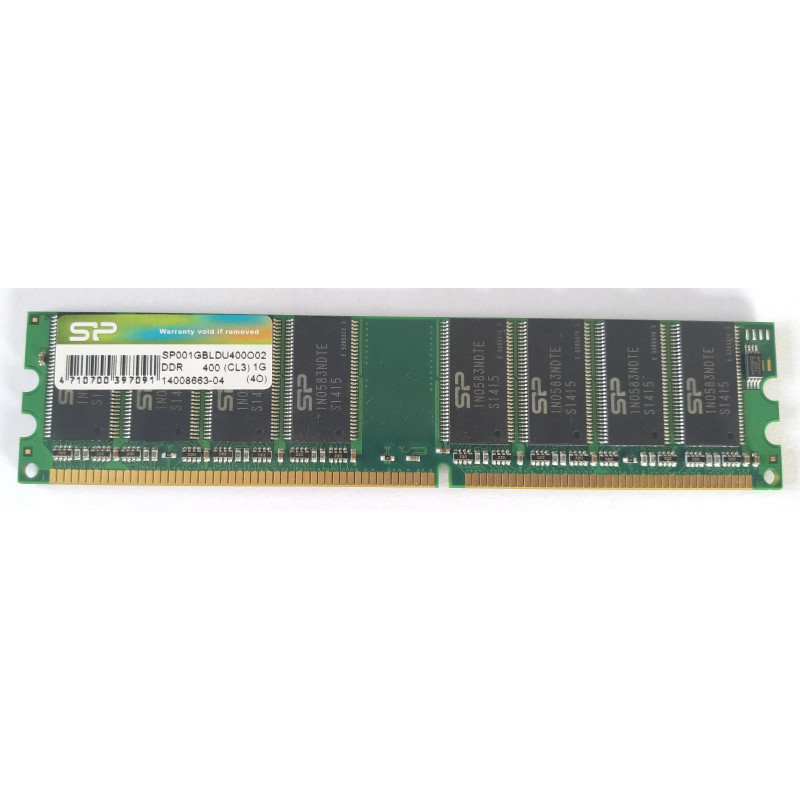 Used RAM 1 GB, DDR, Silicon Power (for desktop PCs, 400 MHz, 2.5 V, CL3, SP001GBLDU40