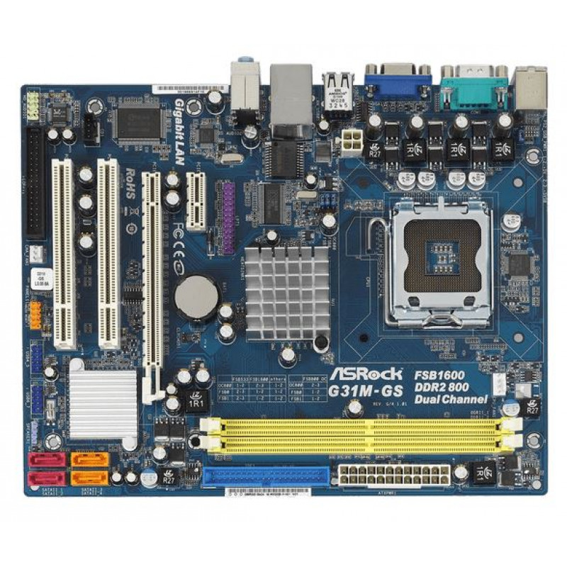 БУ Материнская плата s775, ASRock G31M-GS (2xDDR2, Intel G31, PCI-Ex16x1, VGA, microATX)
