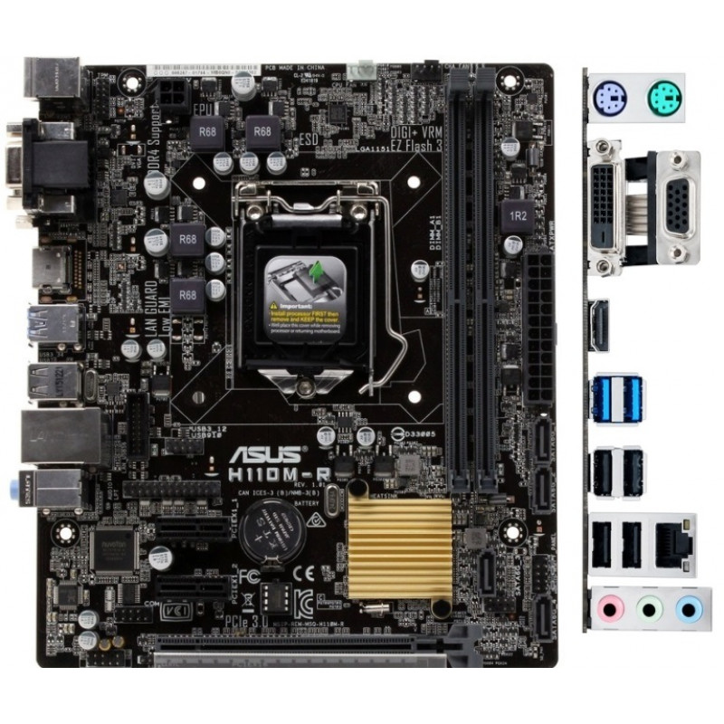 Used Motherboard s1151, ASUS H110M-R (2xDDR4, Intel H110, PCI-Ex16x1, VGA, DVI, HDMI, microATX