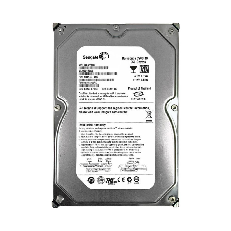 БУ жорсткий диск 250 ГБ Seagate (3.5", 7200 об/мин, 16 МБ, SATAII, ST3250620AS)