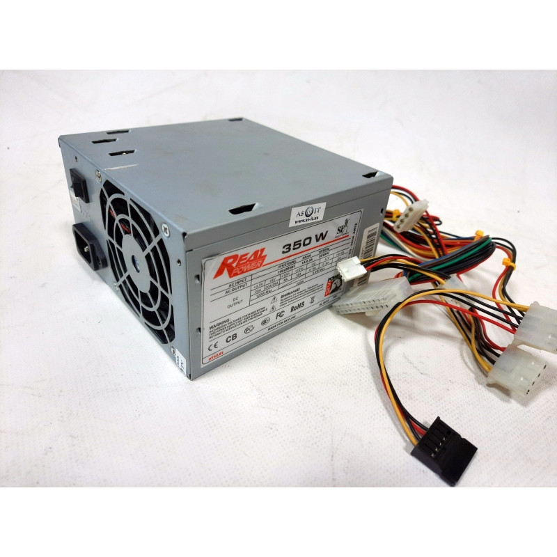 БУ Блок питания 350 Вт RealPower, 20+4 pin, питание видеокарты - Нет, 80 мм, ATX, CG-350W AR12 USED