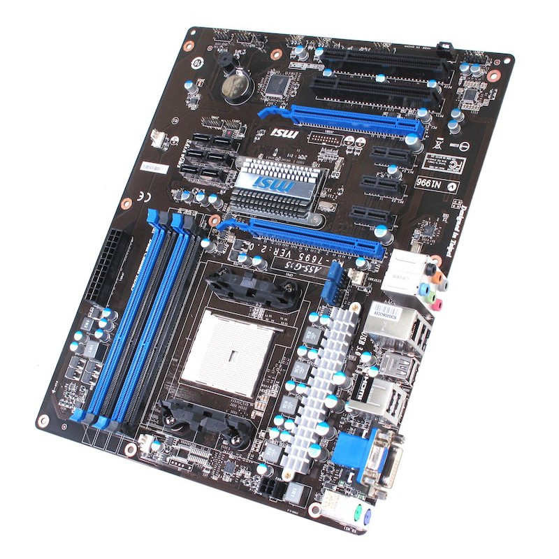 Used Motherboard sFM1, MSI A55-G35 (2xDDR3, AMD A55, PCI-Ex16x2, VGA, DVI, HDMI, ATX)