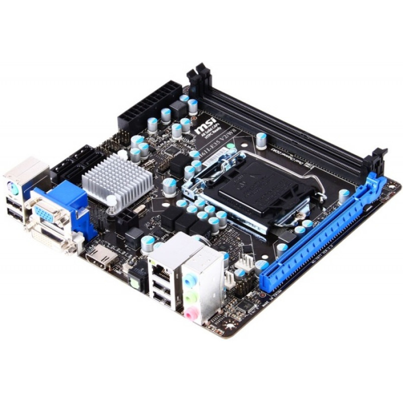 БУ Материнська плата s1155, MSI H61I-E35 V2/W8 (2xDDR3, Intel H61, PCI-Ex16x1, VGA, DVI, HDMI, mITX