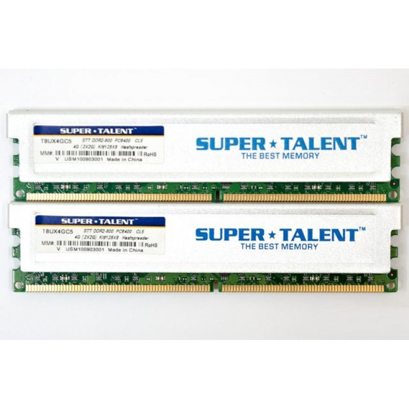 БУ Оперативная память 4 ГБ, DDR2 (набор 2+2) для ПК, Super Talent (800 МГц, 1.8 В, CL5, T8UX4GC5)