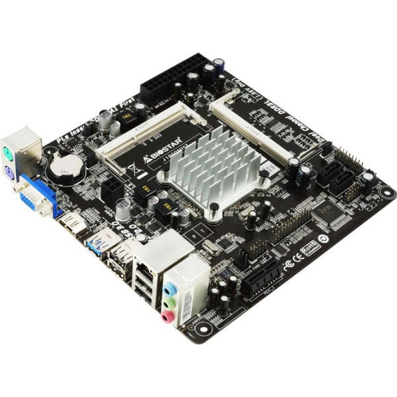 Used Motherboard Celeron J1800, Biostar J1800NH2 (2xDDR3 SODIMM, SoC, PCI-Ex16x, MiniITX)