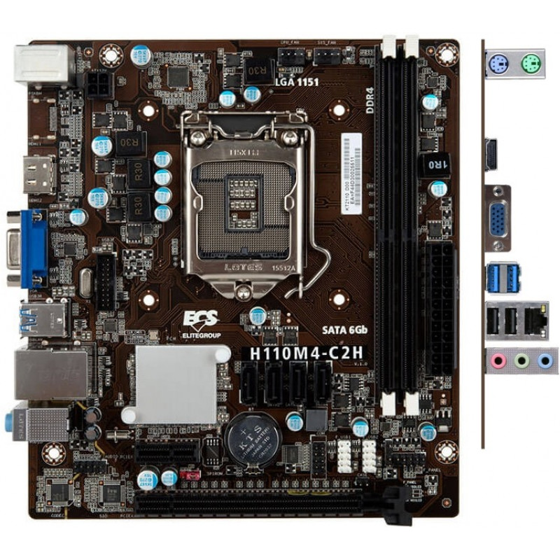 Used Motherboard s1151, Elitegroup H110M4-C2H (2xDDR4, Intel H110, PCI-Ex16x1, VGA, HDMI, microA
