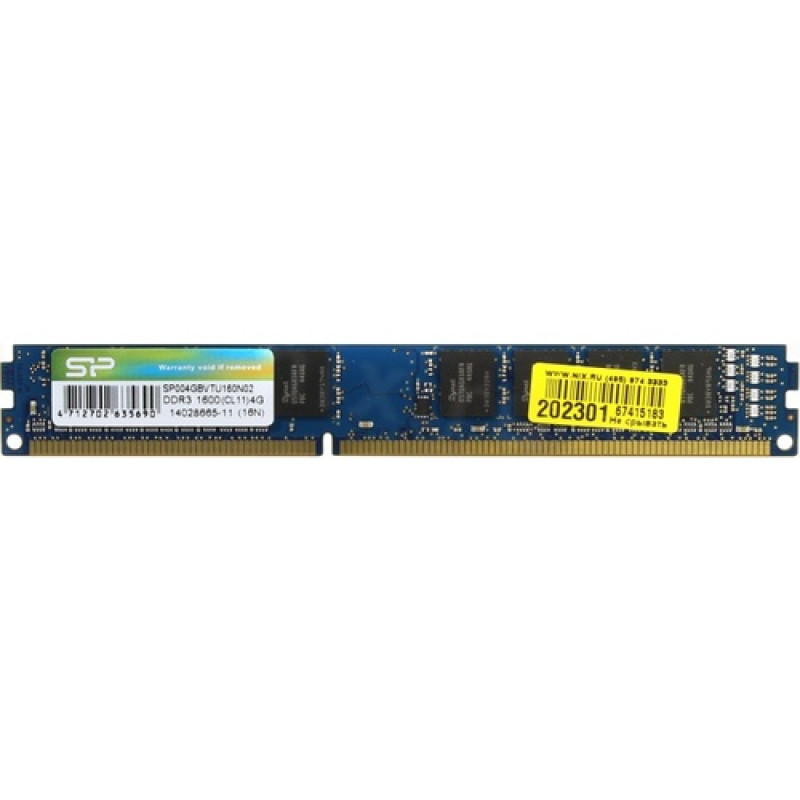 БУ Оперативная память 4 ГБ, DDR3, для ПК, Silicon Power (1600 МГц, 1.5 В, CL11, SP004GBVTU160N02)