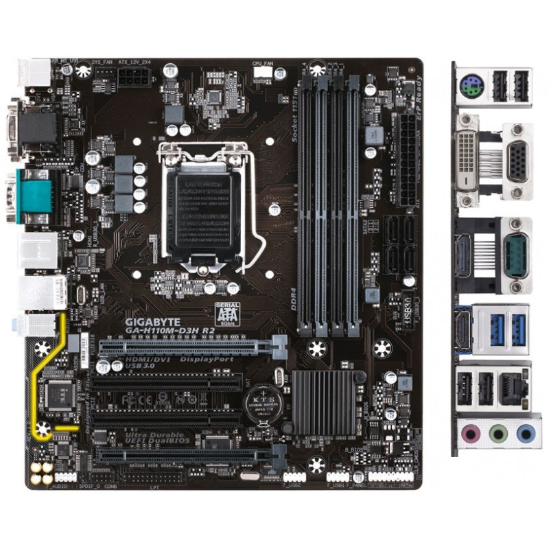 БУ Материнська плата s1151, Gigabyte GA-H110M-D3H R2 (4xDDR4, Intel H110, PCI-Ex16x2, VGA, DVI, HDMI