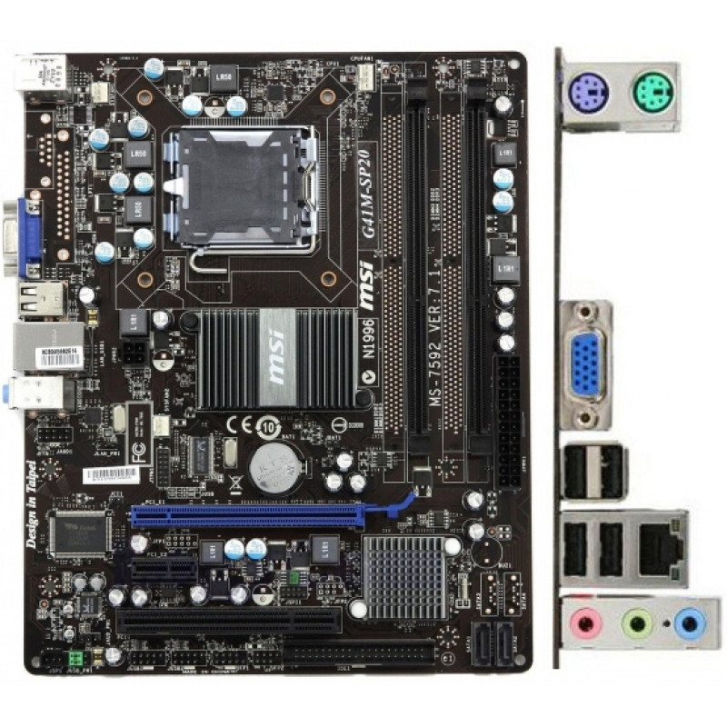БУ Материнська плата s775, MSI G41M-SP20 (2xDDR3, Intel G41, PCI-Ex16x1, VGA, microATX)