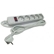 Used Power strip extension for 5 Schuko outlets, switch, 3m, Schuko plug, Gray