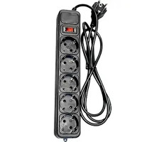 Used Power strip extension for 5 Schuko outlets, switch, 2.5m, Schuko plug, Black