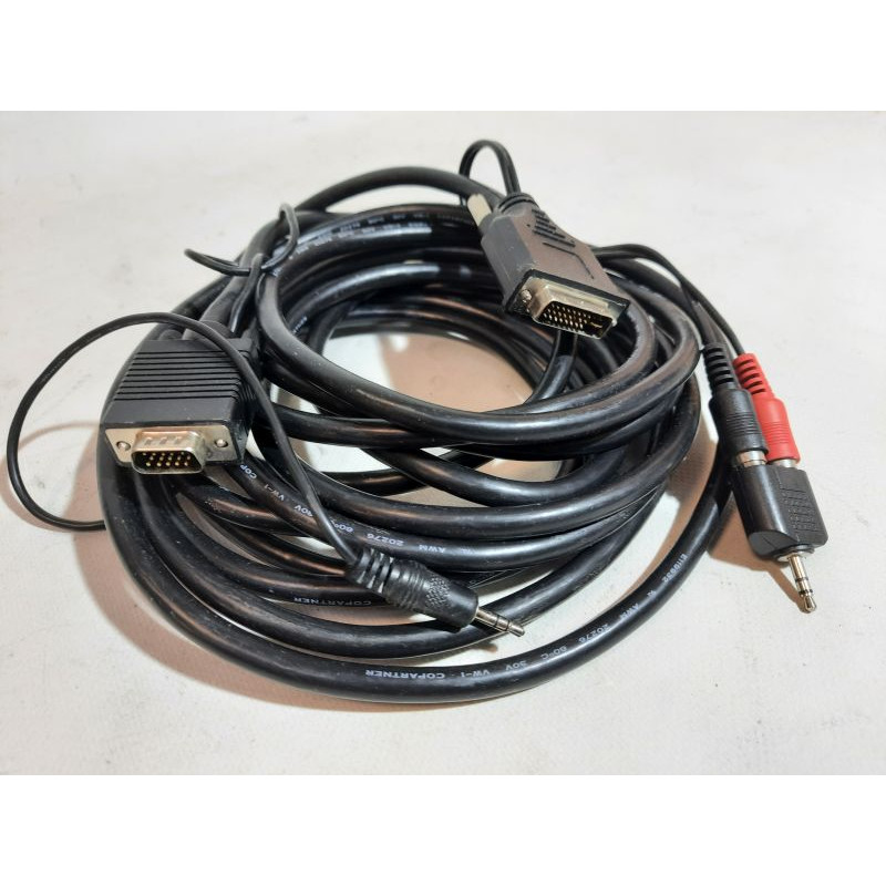 БУ Кабель мультимедійний DVI to VGA 6m, з аудіо 2 х RCA to mini-jack 3.5mm