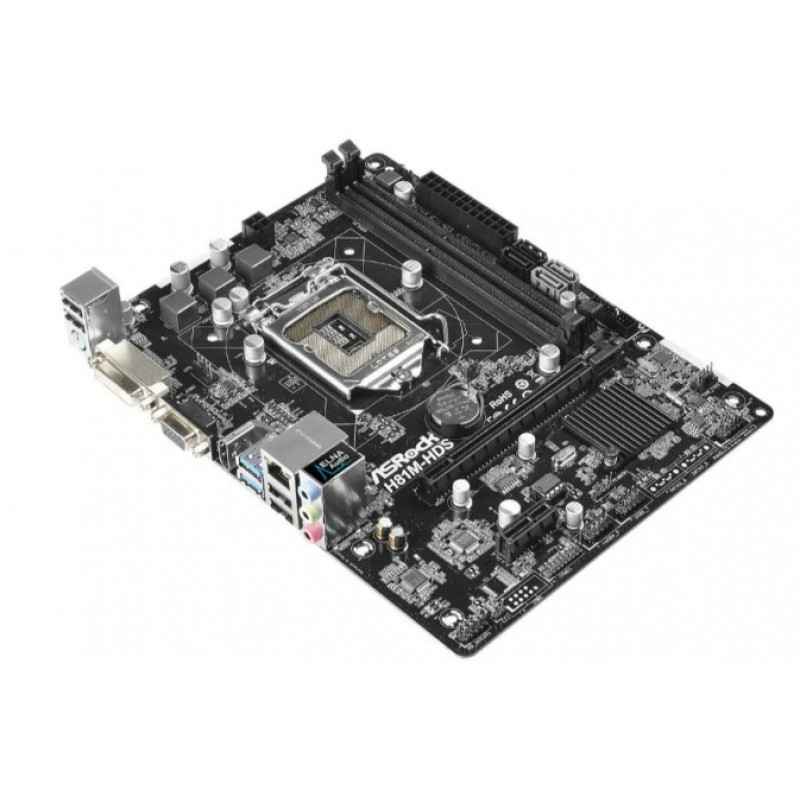 БУ Материнская плата s1150, ASRock H81M-HDS (2xDDR3, Intel H81, PCI-Ex16x1, VGA, DVI, HDMI, microATX