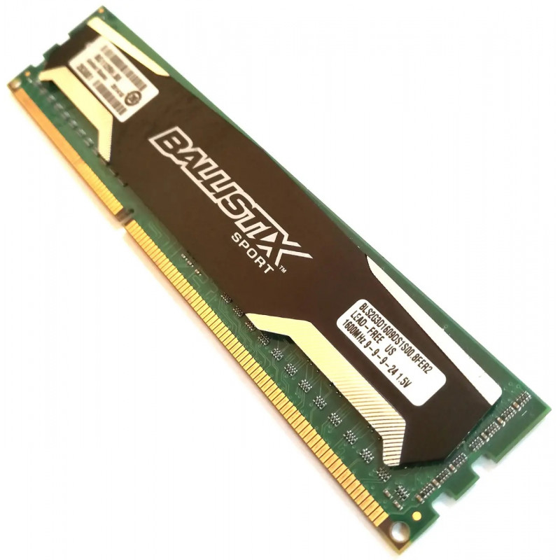БУ Оперативная память 2 ГБ, DDR3, для ПК, Crucial (1600 МГц, 1.5 В, CL9, BLS2G3D1609DS1S00.8FKR3)