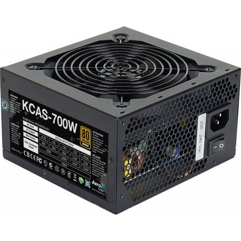 Power supply unit 700 W Aerocool, 24+4+4 pin, video card power supply – 2x(6+2pin), 120 mm, ATX, KCAS-70