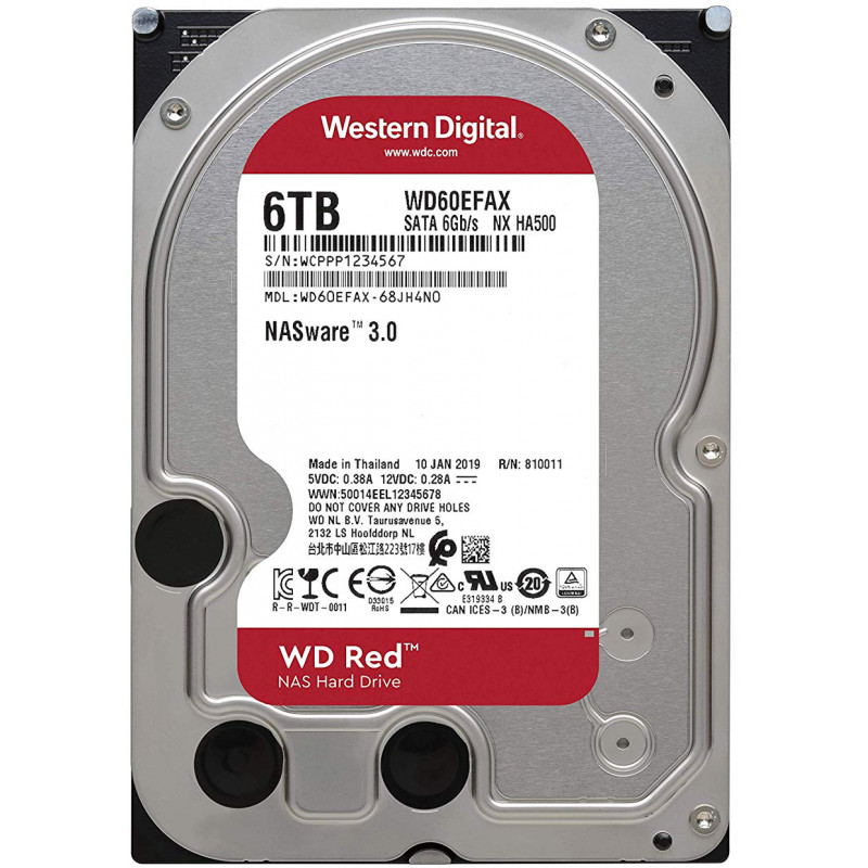 Used Hard drive 6 TB Western Digital (for PC, 3.5", 5400 rpm, 256 MB, SATAIII, WD60EFAX)