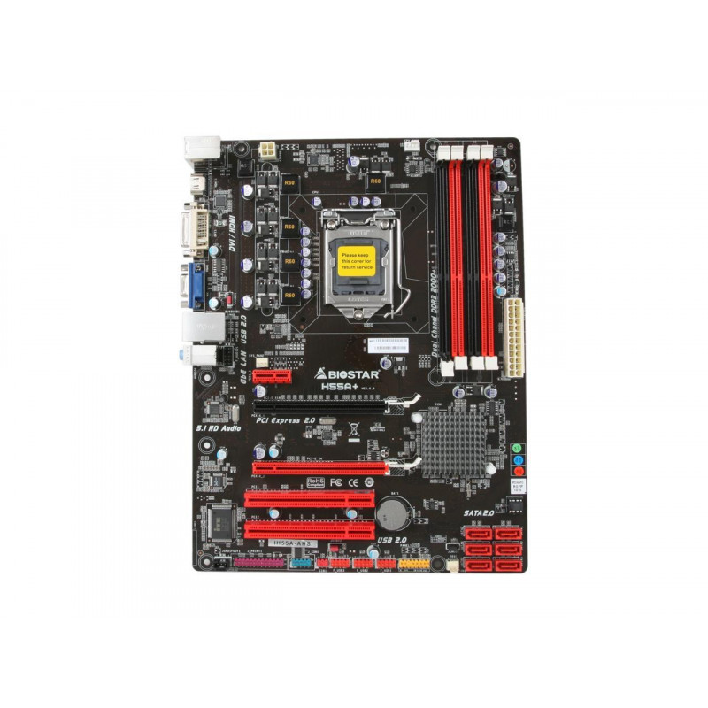 Used Motherboard s1156, Biostar IH55A-AHS (4xDDR3, Intel H55, PCI-Ex16x2, VGA, DVI, ATX)