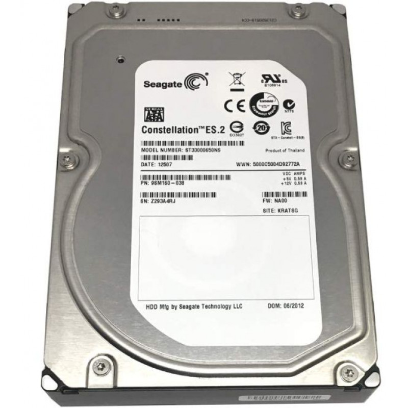 БУ Жесткий диск 3 ТБ Seagate (для ПК, 3.5", 7200 об/мин, 64 МВ, SATAIII, ST33000650NS)