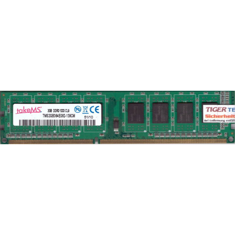 БУ Оперативная память 2 ГБ, DDR3, для ПК, TakeMS (1333 МГц, 1.5 В, CL9, TMS2GB364E082-139CM)