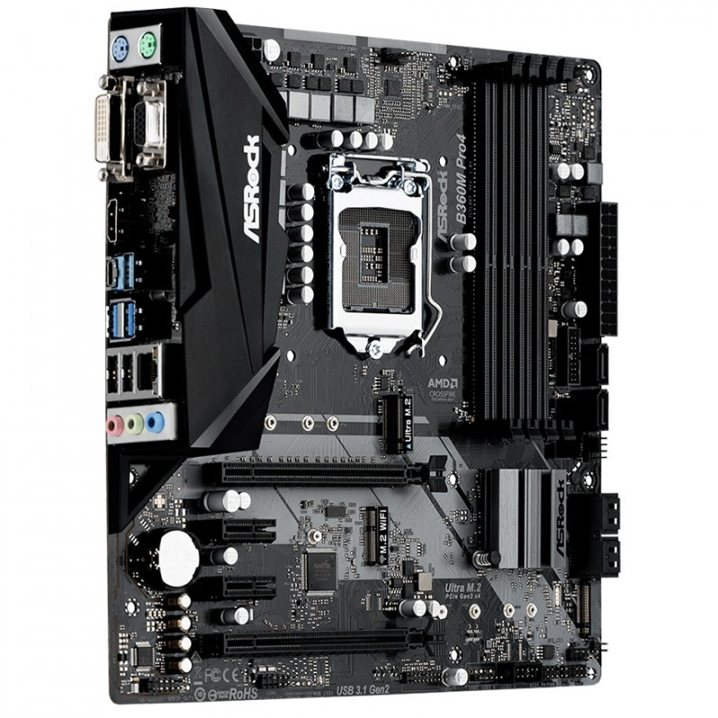 Used Motherboard s1151, ASRock B360M Pro4 (4xDDR4, Intel B360, PCI-Ex16x2, VGA, DVI, HDMI, micro
