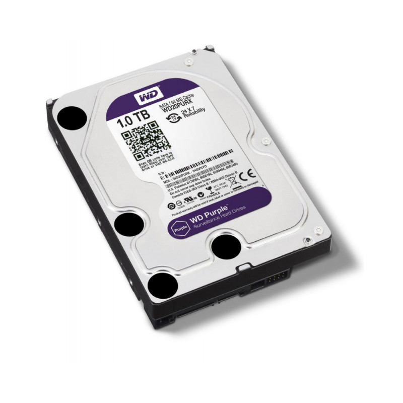 Used Hard drive 1 TB Western Digital (for PC, 3.5", 5400 rpm, 64 MB, SATAIII, WD10PURZ)
