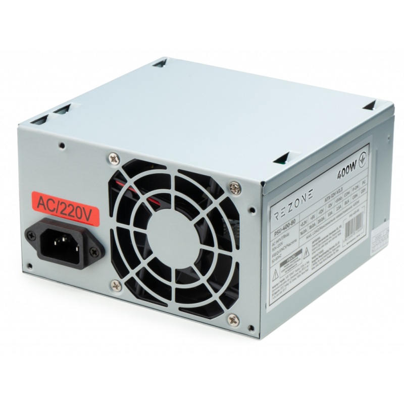 БУ Блок питания 400 Вт Rezone, 24+4 pin, питание видеокарты - Нет, 80 мм, ATX, PSU-400-80, PSU-400-80