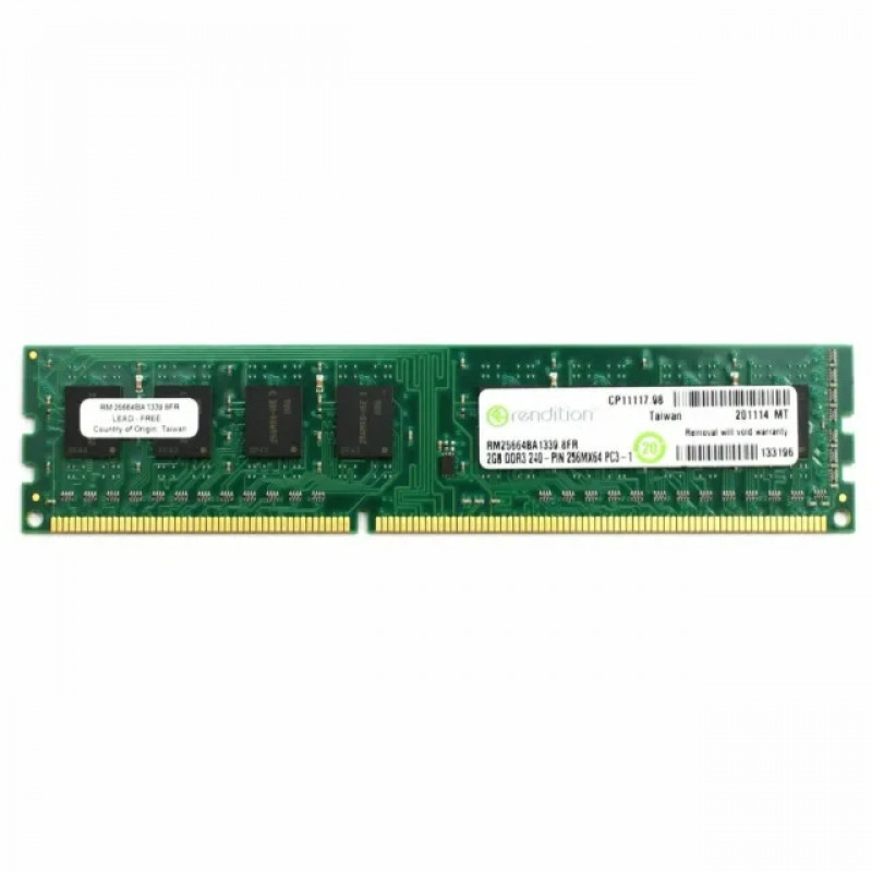 БУ Оперативная память 2 ГБ, DDR3, для ПК, Rendition (1333 МГц, 1.5 В, CL11, RM25664BA1339.8FR)