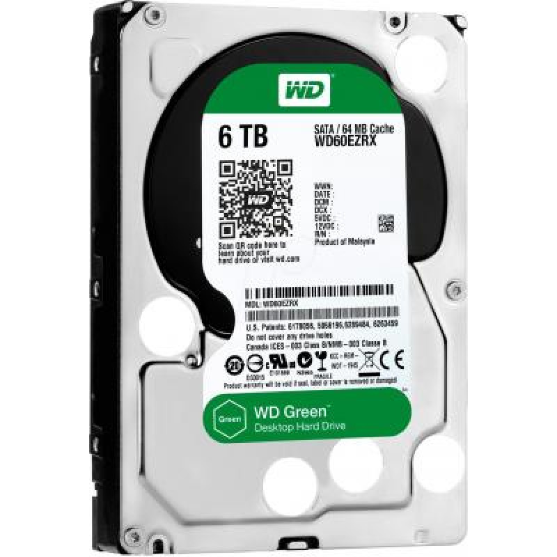 БУ Жорсткий диск 6 ТБ Western Digital (для ПК, 3.5", 5400 об/хв, 64 МВ, SATAIII, WD60EZRX)