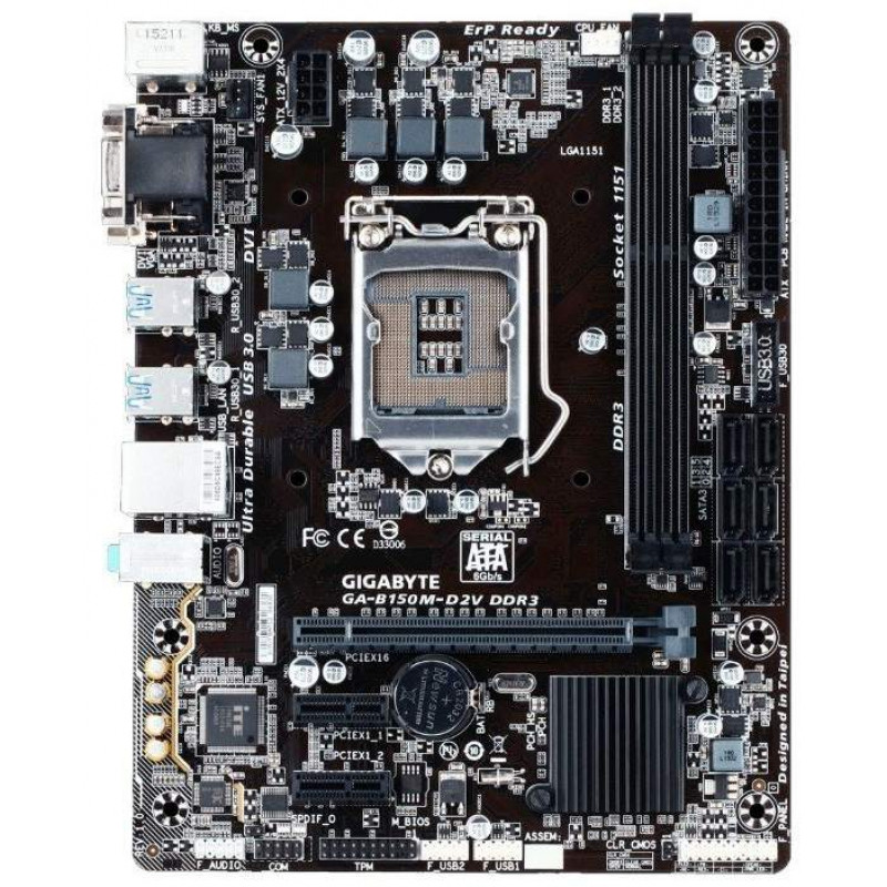 БУ Материнська плата s1151, Gigabyte GA-B150M-D2V DDR3 (2xDDR3, Intel B150, PCI-Ex16x1, VGA, DVI, mi