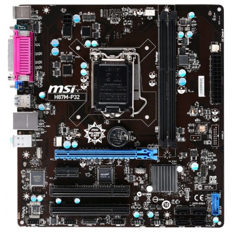 БУ Материнська плата s1150, MSI H87M-P32 (2xDDR3, Intel H87, PCI-Ex16x2, VGA, microATX)