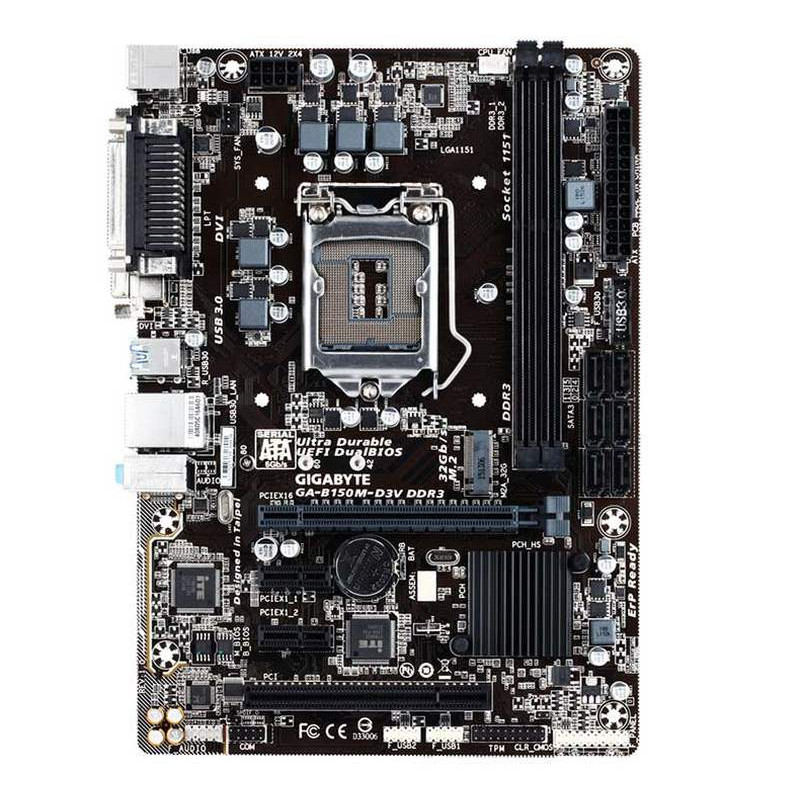 БУ Материнська плата s1151, Gigabyte GA-B150M-D3V DDR3 (2xDDR3, Intel B150, PCI-Ex16x1, VGA, DVI, mi