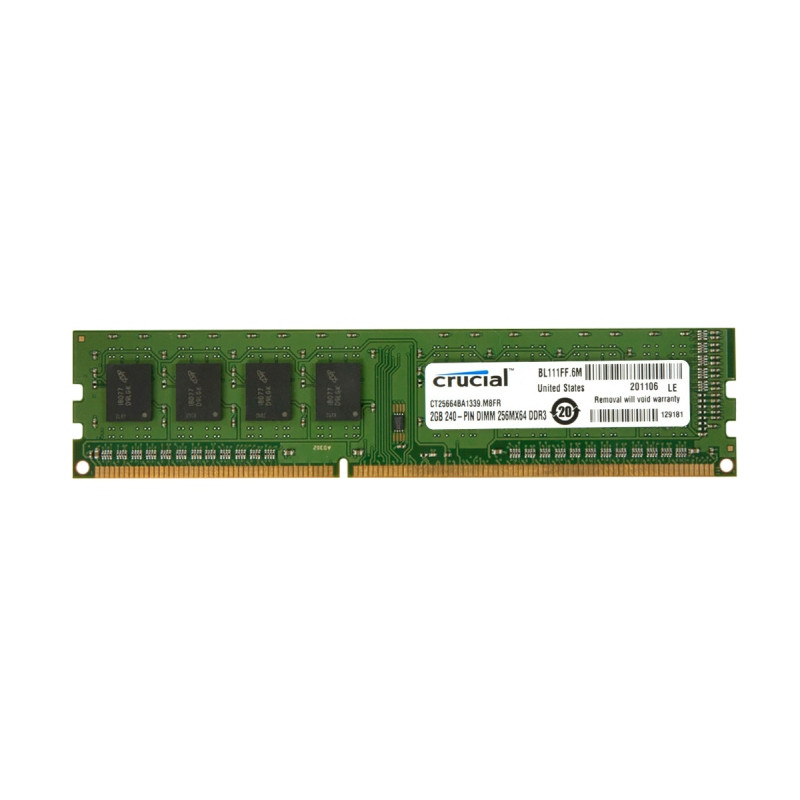 БУ Оперативная память 2 ГБ, DDR3, для ПК, Crucial (1333 МГц, 1.5 В, CL9, CT25664BA1339.8FD)