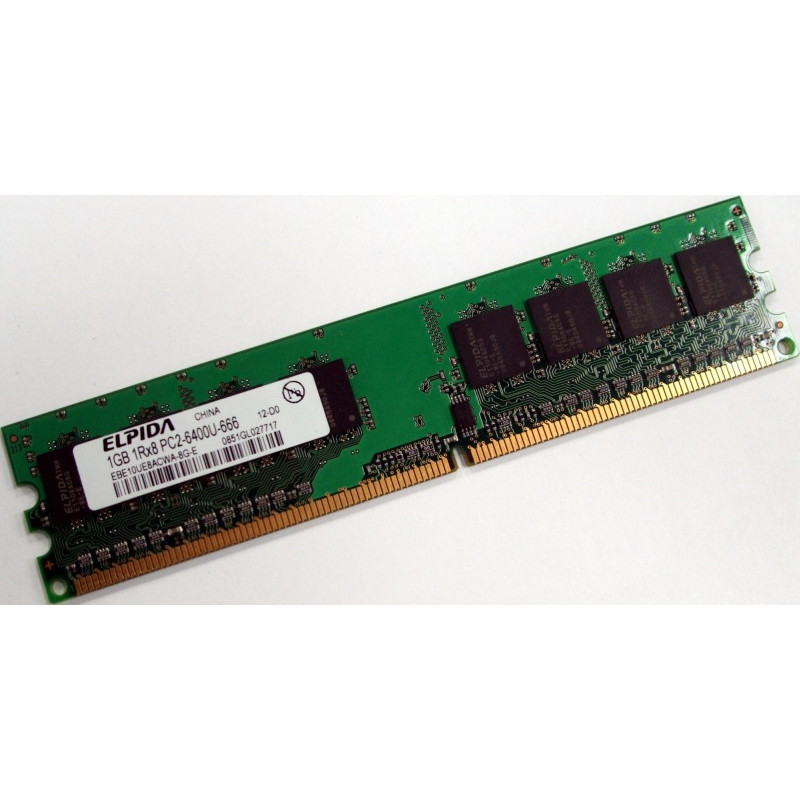 БУ Оперативная память 1 ГБ, DDR2, для ПК, Elpida (800 МГц, 1.8, CL6, EBE10UE8ACWA-8G-E)