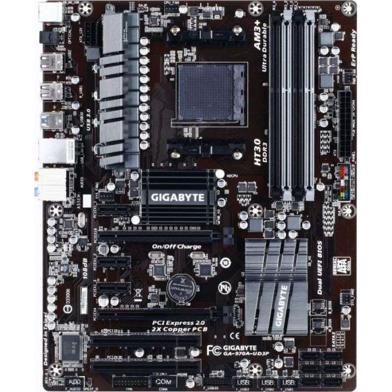 БУ Материнська плата sAM3+, Gigabyte GA-970A-UD3P (4xDDR3, AMD 970, PCI-Ex16x2, ATX)
