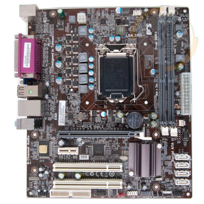Used Motherboard s1155, Elitegroup H61H2-M6 V2.0 (2xDDR3, Intel H61, VGA, HDMI, microATX)