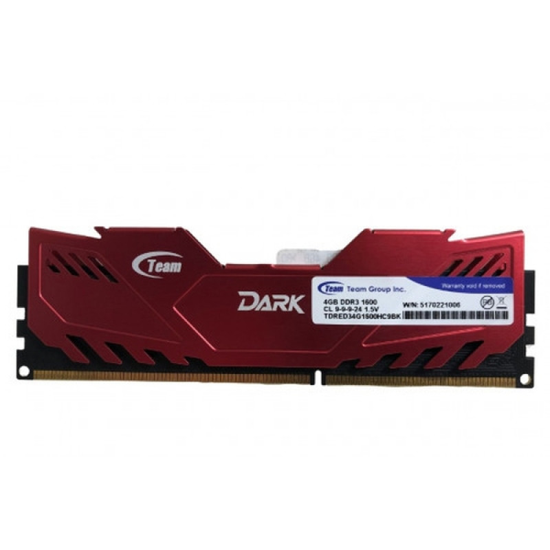 Used RAM 4 GB, DDR3, for PC, TEAM (1600 MHz, 1.5 V, CL9, TDRED34G1600HC9BK)