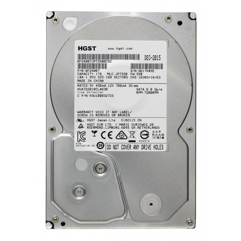 Used Hard drive 1 TB Hitachi (for PC, 3.5", 7200 rpm, 32 MB, SATAIII, HUA722010CLA630/0F24807)