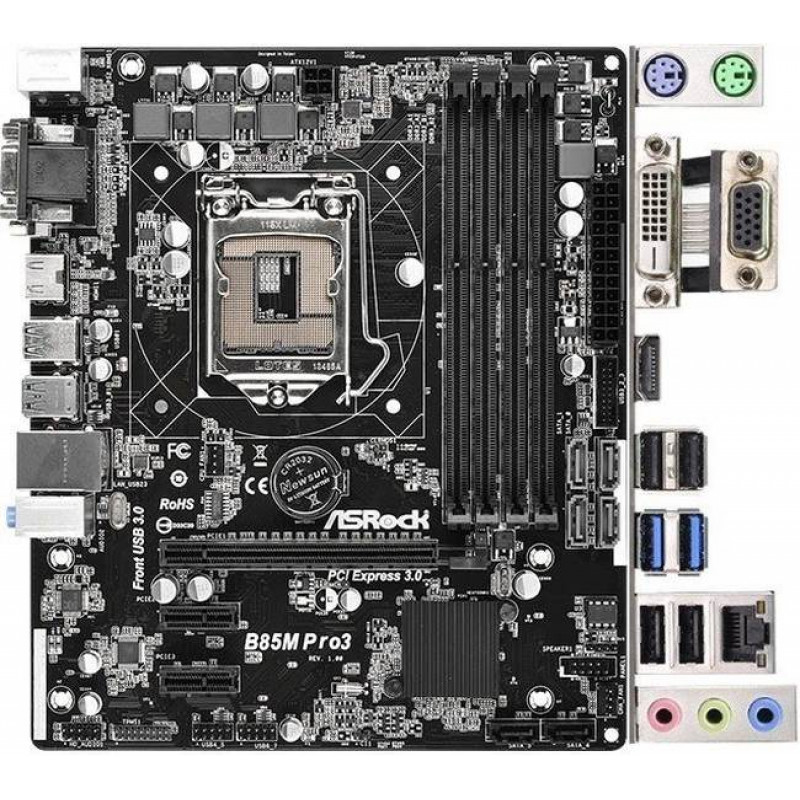 БУ Материнская плата s1150, ASRock B85M Pro3 (4xDDR3, Intel B85, VGA, DVI, HDMI, microATX)
