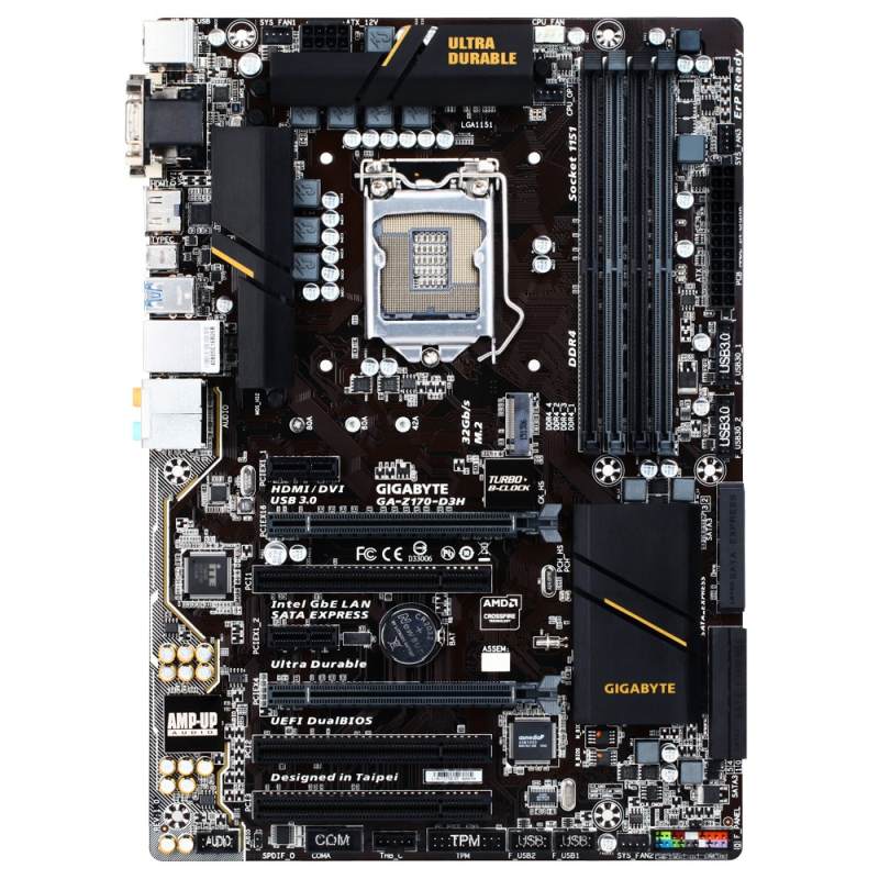 БУ Материнська плата s1151, Gigabyte GA-Z170-D3H (4xDDR4, Intel Z170, VGA, DVI, HDMI, ATX)