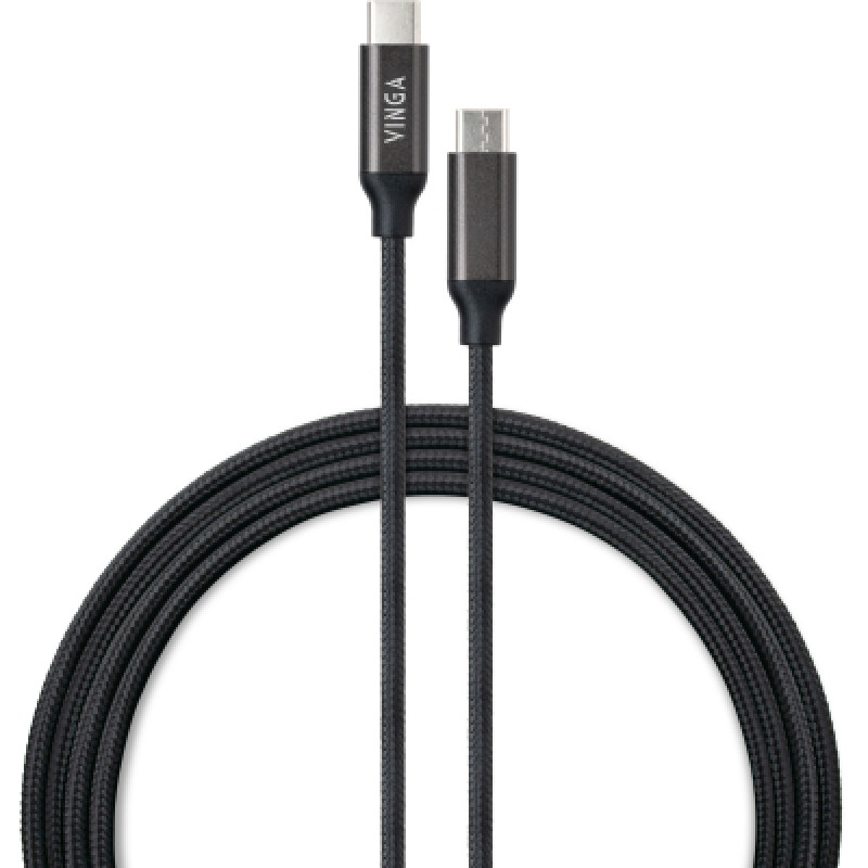 Кабель Vinga USB Type-C to Type-C 2.0m 100W E-Mark Chip Nylon