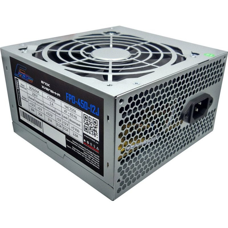 БУ Блок живлення 450 Вт Frime, 24+4 pin, живлення відеокарти - Ні, 120 мм, ATX, FPO-450-12J