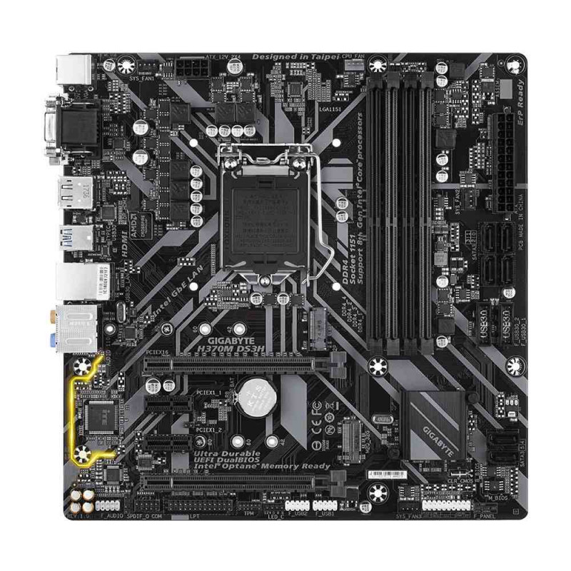 БУ Материнська плата s1151, Gigabyte H370M DS3H (4xDDR4, Intel H370, VGA, DVI, HDMI, DPort, microATX