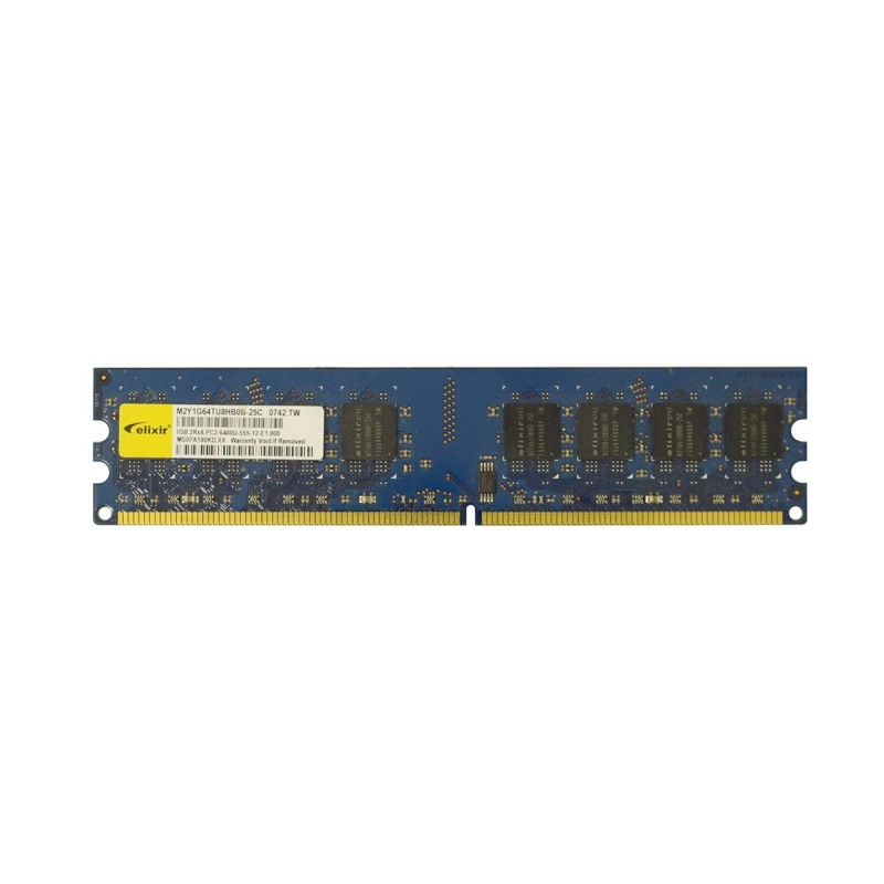 Used RAM 1 GB, DDR2, for PC, Elixir (800 MHz, 1.8 V, CL5, M2Y1G64TU8HB4B-25C)