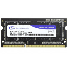 Used RAM 4 GB, DDR3L, for laptops, TEAM (1600 MHz, 1.35 V, CL11, TED3L4G1600C11-SBK)