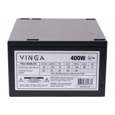 БУ Блок питания 400 Вт Vinga, 24+4 pin, питание видеокарты - Нет, 120 мм, ATX, PSU-400A-F3