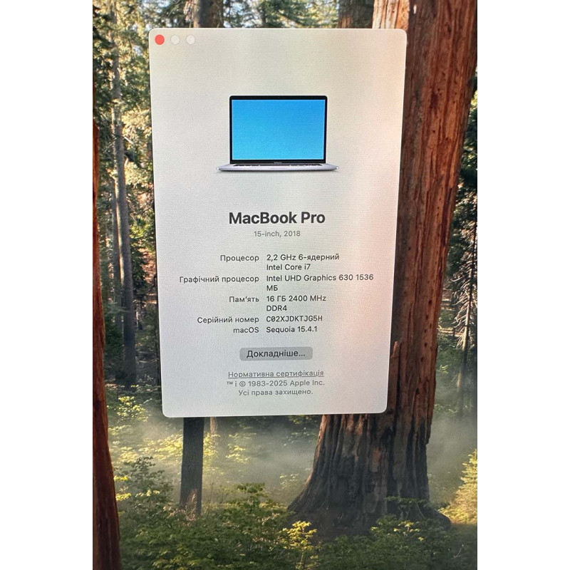 Laptop 15.4" Apple MacBook Pro 2018 (A1990), Core i7-8750H, 16GB DDR4, Pro 555X (4GB), 256GB SSD